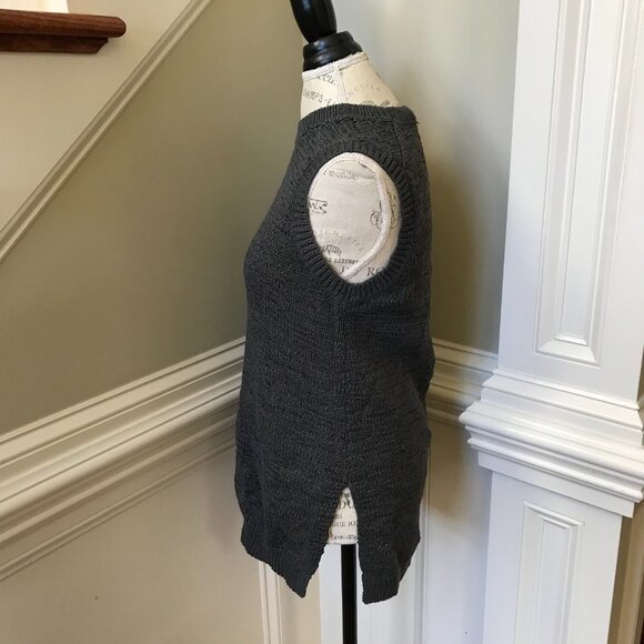 Theory Meenaly Knit Worthy Knit Sweater Womens Medium Gray Crew Neck Sleeveless - Picture 8 of 12
